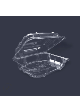 Contenedor de plástico transparente con bisagra